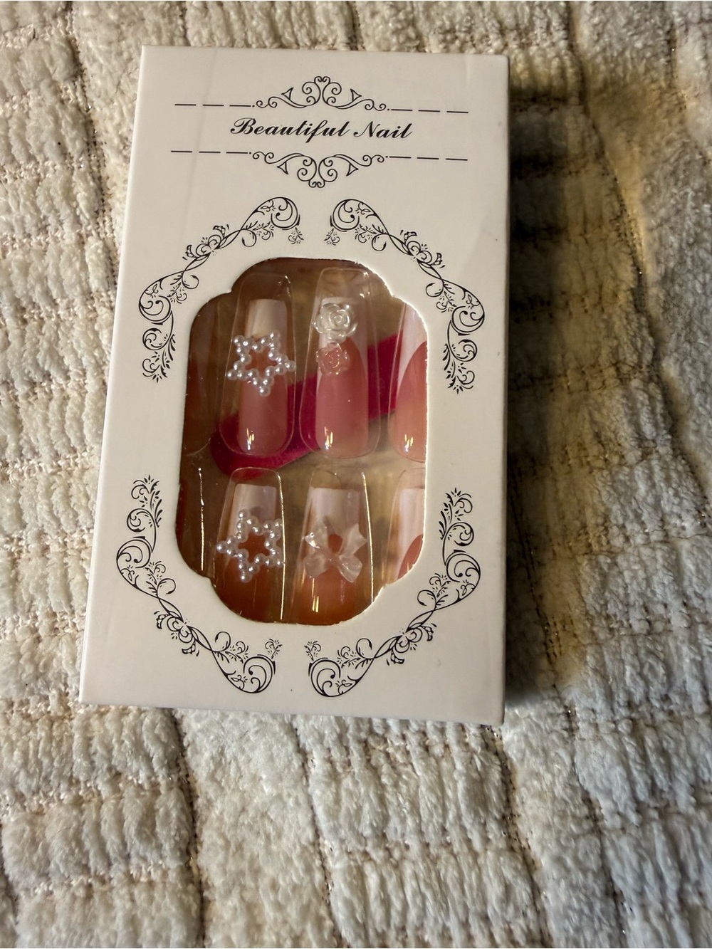 Pink Pearl Floral Press-On Nails